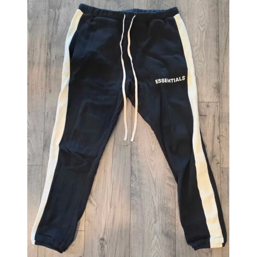 Fear of God Essentials Side Stripe Sweatpants Black/Cream FW 18 Men's L